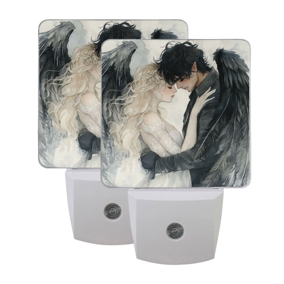 WOBOGO Angel Devil LED Night Light 2 Pcs Set 0.5 Watt Wall Plug in Dusk to Dawn Automatic Switch Soft White Light