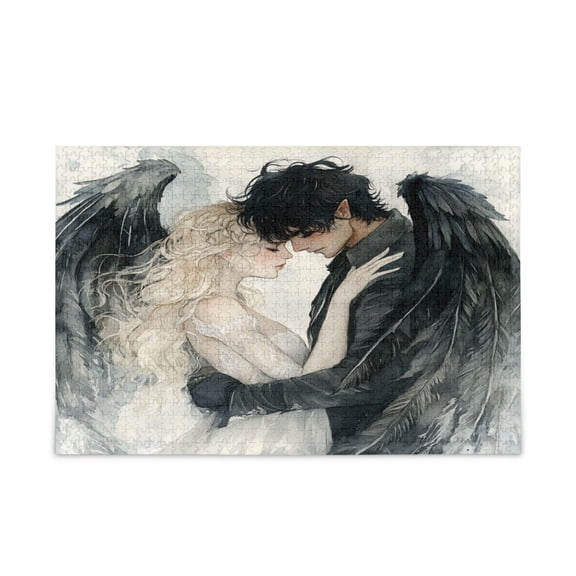 WOBOGO Angel Devil Puzzle Challenge 500 Piece Jigsaw Suitable for Game Night Finished Size 20.5 x 14.9in