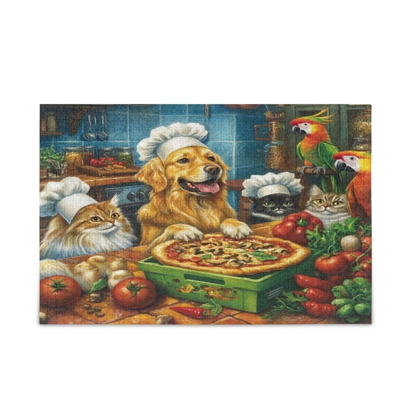 WOBOGO Animal Kitchen Puzzle Challenge 500 Piece Jigsaw Suitable for Game Night Finished Size 20.5 x 14.9in