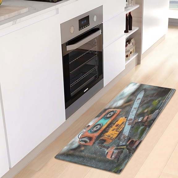 WOBOGO Animated Chainsaw Robot Carpet 39x20in Kitchen Bathroom Plush Absorbent Non-Slip Floor Mat