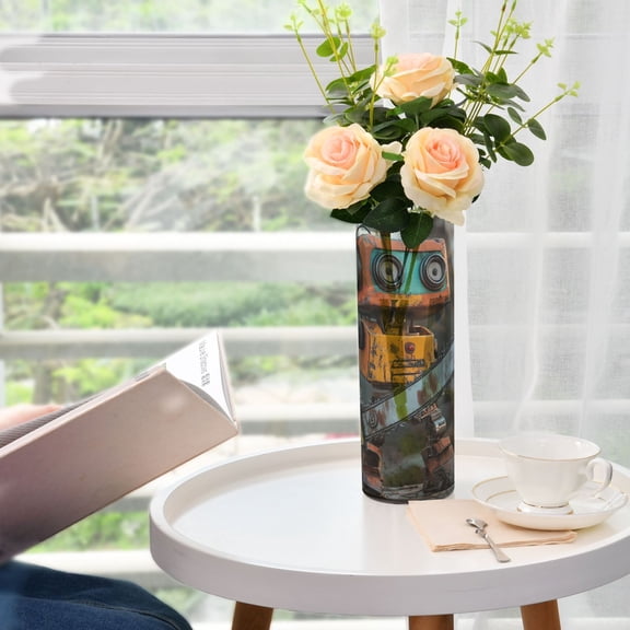 WOBOGO Animated Chainsaw Robot Plastic Vase Home or Wedding Decoration Centerpiece Unbreakable 11.83.9in