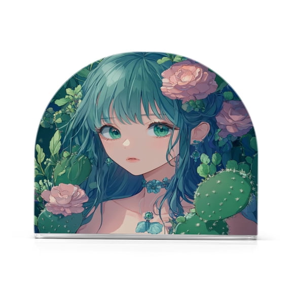 WOBOGO Anime Cactus Lass Clear Acrylic Napkin Holder Kitchen Tissue Face Towel Cocktail Rack Bar Restaurant Dinner Paper Dispenser