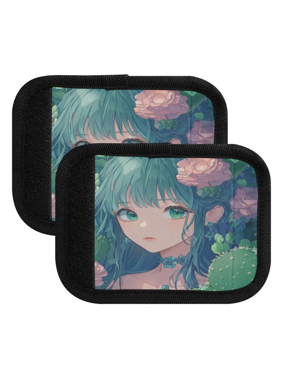 Anime Cactus Lass Luggage Handle Wrap 2Pcs Made of Neoprene is Soft and Flexible Suitable for Many Bags Shoulder Pads.