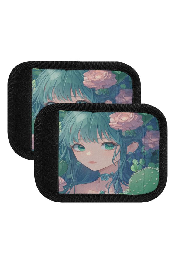 Anime Cactus Lass Luggage Handle Wrap 2Pcs Made of Neoprene is Soft and Flexible Suitable for Many Bags Shoulder Pads.