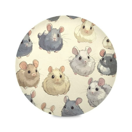 WOBOGO Anime Chinchilla Round Placemats Set of 6 Heat Resistant Washable Kitchen Table Decorations 15.4in