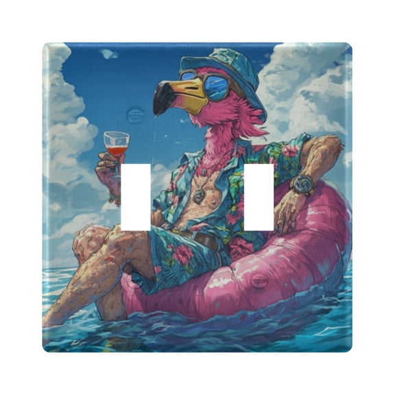 WOBOGO Anime Flamingo 2-hole Switch Plates PC Flame Retardant Plastic Material Glossy Finish Smooth Touch 4.56x4.48x0.27in