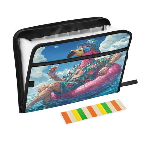 WOBOGO Anime Flamingo Expanding File Folder Letter Size Accordion Filing Organizer 13 Pocket Separate Organ Pocket