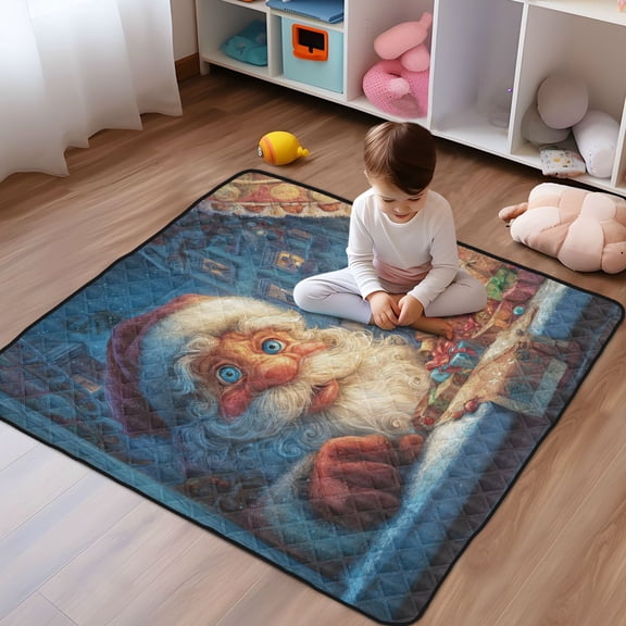 WOBOGO Anime Santa Claus Baby Playmats Extra Large Waterproof Rollable Activity Pads for Toddlers 5050inch