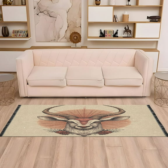 WOBOGO Antelope Illustration in Realistic Style Bedside long rug delicate and soft modern indoor area decor non slip carpet for bed room corridor entrance balcony
