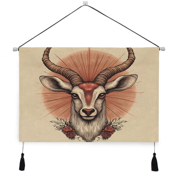 WOBOGO Antelope Illustration in Realistic Style Living Room Canvas Wall Art Bedroom Study Framed Canvas Print Artwork Home Office Decorations 24.5×16.7in