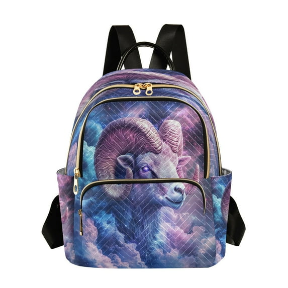 WOBOGO Aries Blue Purple Pattern Butterfly Backpack Durable Lightweight Shoulder Bag Built-in Laptop Sleeve and Multiple Utility Compartments