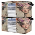 thumbnail image 1 of WOBOGO Artistic Scent Lass Clothes Storage 2Pack Foldable Thick Fabric Blanket Organizer Bag with Handle 21.65×13.78×12.4in, 1 of 7