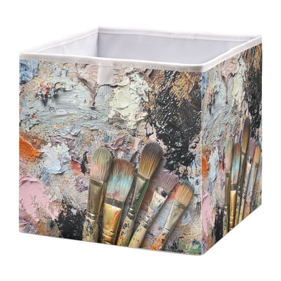 WOBOGO Artistic Sense Storage Basket Foldable Easy to Clean Durable with Hollow Support Plate with Handle 15.75×10.63×6.96 in