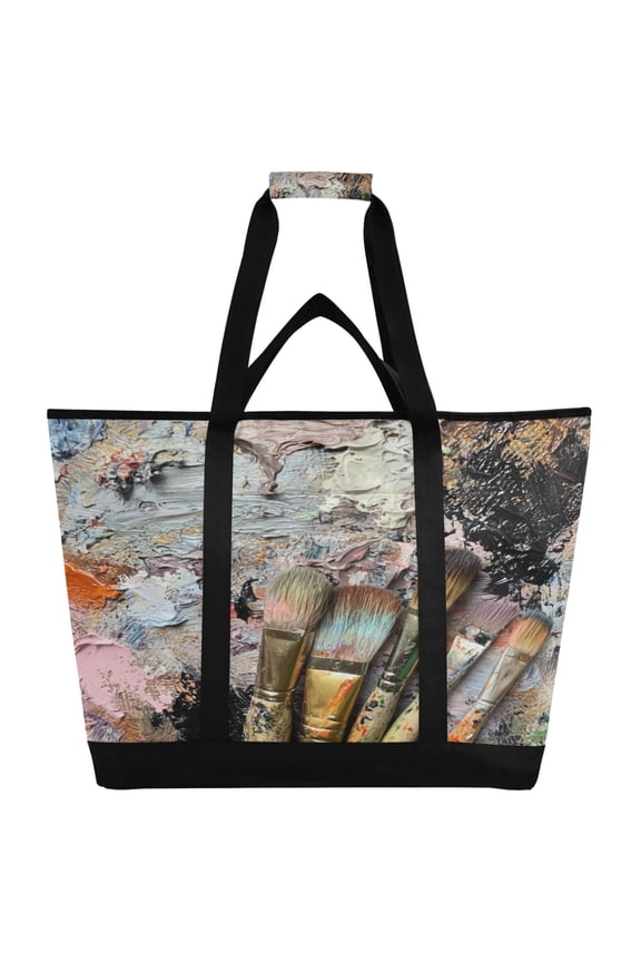 Artistic Sense Tote Cooler Bag Fold Flat Insulated Shopping Bag With Zipper For Work Picnic Beach Use 186.724in