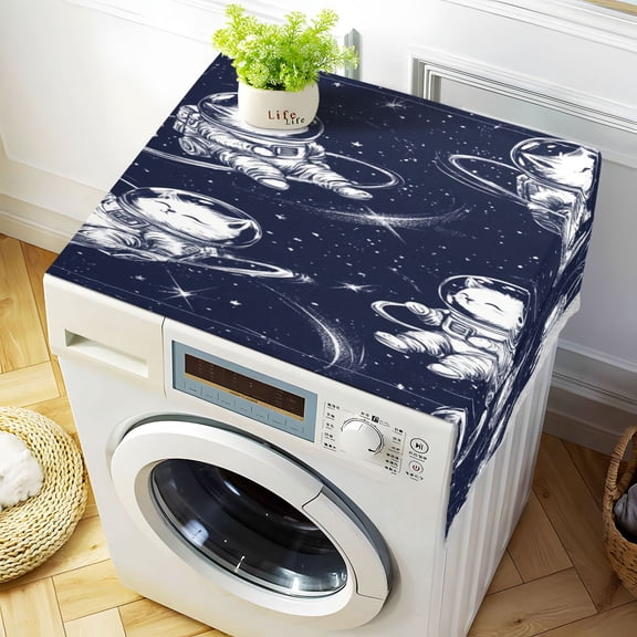 WOBOGO Astronaut Cat Blue Stars Washing Machine Cloth Dryer Refrigerator Top Cover Protective Non-Slip Mat For Kitchen Laundry