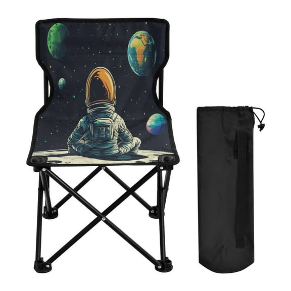 WOBOGO Astronaut Sitting on The Moon Camping Chair Convenient Four Corner Backrest Folding Stool Can Hold Up to 220lbs