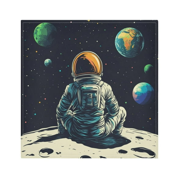 WOBOGO Astronaut Sitting on The Moon Cloth Napkins 1 Piece Soft Elegant Touch Durable Absorbent Quick Drying for Elegant Dining