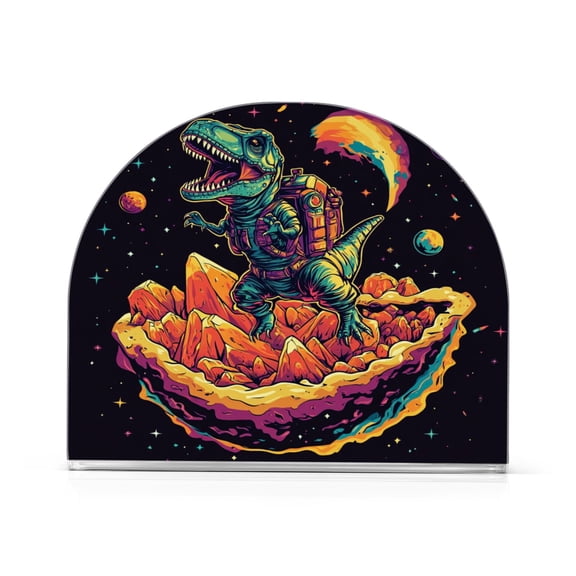 WOBOGO Astronaut Tyrannosaurus Rex Clear Acrylic Napkin Holder Kitchen Tissue Face Towel Cocktail Rack Bar Restaurant Dinner Paper Dispenser