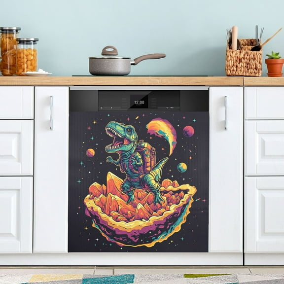 WOBOGO Astronaut Tyrannosaurus Rex Magnetic Dishwasher Sticker Personalized DIY Beautiful and Practical Home Kitchen Decorations2316in.