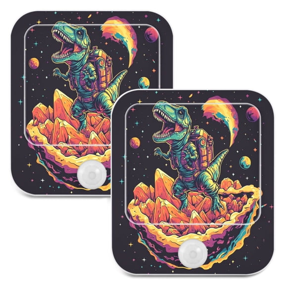 WOBOGO Astronaut Tyrannosaurus Rex Night Light Lamp with Smart Sensor Dusk to Dawn Sensor 0.6W Plug-in 2-Pack