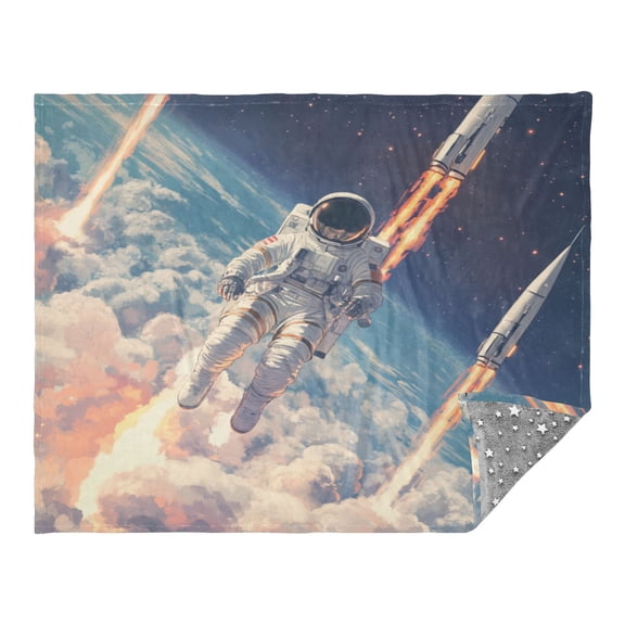 WOBOGO Astronauts Fly Into Space Facecloth Blanket Fluorescent Effect in The Dark Four Seasons of Comfortable and Soft Skin Friendly Sheet 7055in