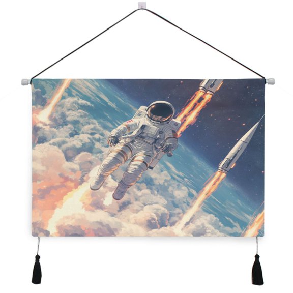 WOBOGO Astronauts Fly Into Space Living Room Canvas Wall Art Bedroom Study Framed Canvas Print Artwork Home Office Decorations 24.516.7in
