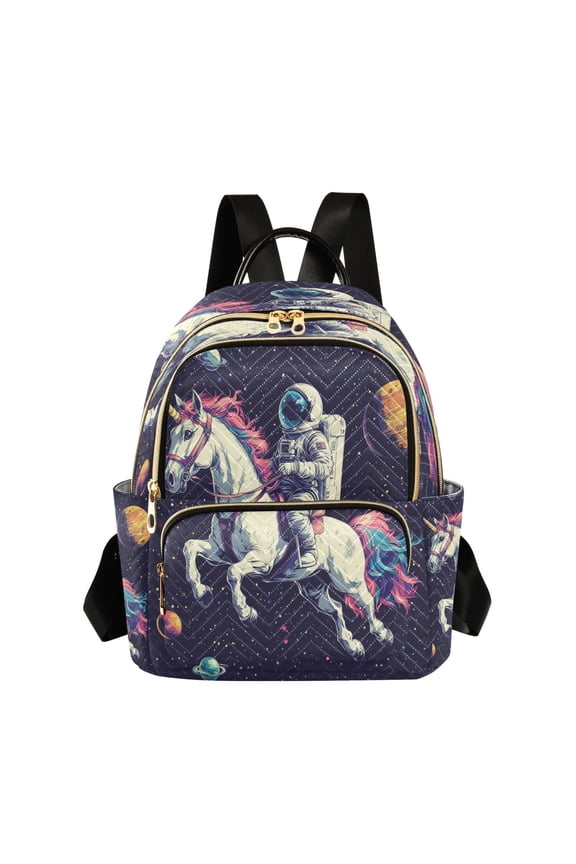 WOBOGO Astronauts Riding Unicorns Pattern Butterfly Backpack Durable Lightweight Shoulder Bag Built-in Laptop Sleeve and Multiple Utility Compartments