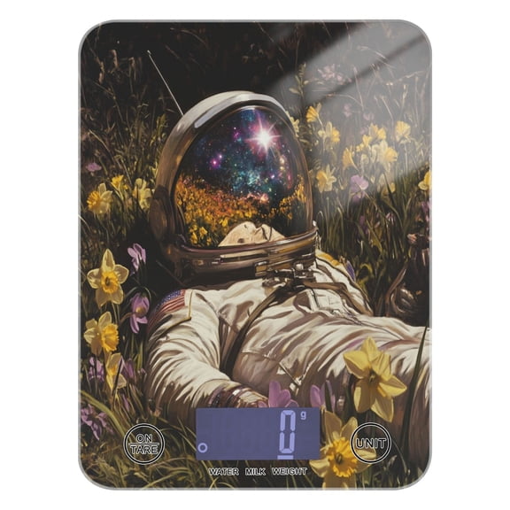 WOBOGO Astronauts in The Sea Of Flowers Kitchen Scale Digital Gram and Ounce Weighing for Cooking Baking Ketogenic Diet Meal Prep