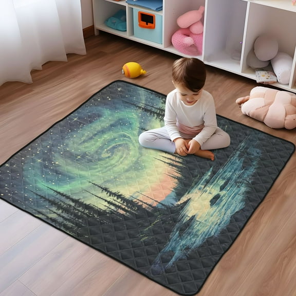 WOBOGO Aurora Baby Playmats Extra Large Waterproof Rollable Activity Pads for Toddlers 5050inch