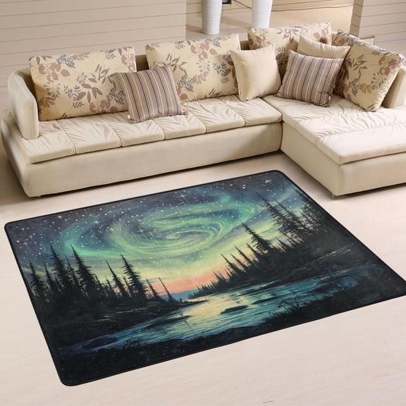 WOBOGO Aurora Carpet Non-Slip Rugs Soft Doormat 36×24in Living Dining Room Bedroom Decorative