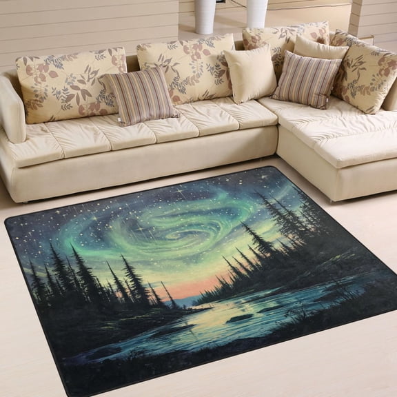 WOBOGO Aurora Carpet Non-Slip Rugs Soft Doormat 63×48in Living Dining Room Bedroom Decorative