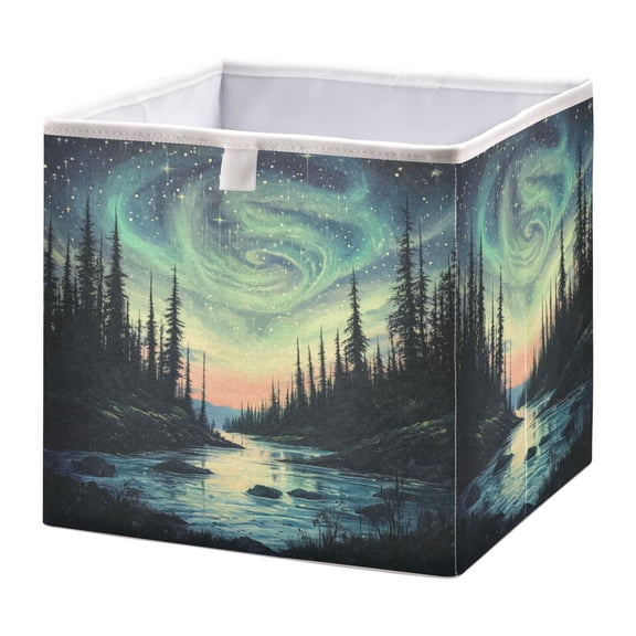 WOBOGO Aurora Storage Basket Foldable Easy to Clean Durable with Hollow Support Plate with Handle 11.02×11.02×11.02 in