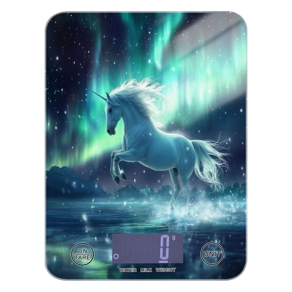 WOBOGO Aurora White Horse Pattern Kitchen Scale Digital Gram and Ounce Weighing for Cooking Baking Ketogenic Diet Meal Prep