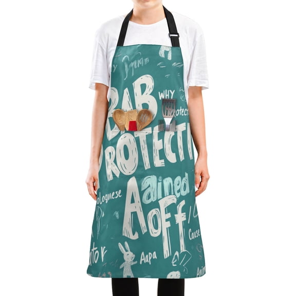 WOBOGO Bab Why Protective Long Apron Waterdrop Resistant with 2 Pockets Cooking Kitchen Chef Apron for Women Men