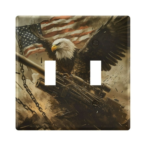 WOBOGO Bald Eagle Cannon 2-hole Switch Plates PC Flame Retardant Plastic Material Glossy Finish Smooth Touch 4.56x4.48x0.27in