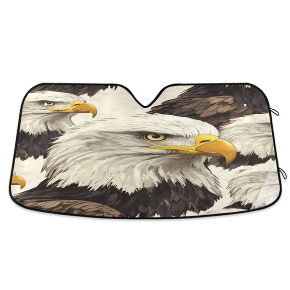 WOBOGO Bald Eagle Car Windshield Sunshades Autopilot Lightweight Accordion Sun Visor 53×23.5in