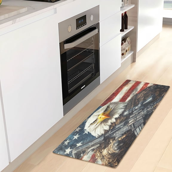 WOBOGO Bald Eagle Carpet 39x20in Kitchen Bathroom Livingroom Plush Absorbent Non-Slip Floor Mat