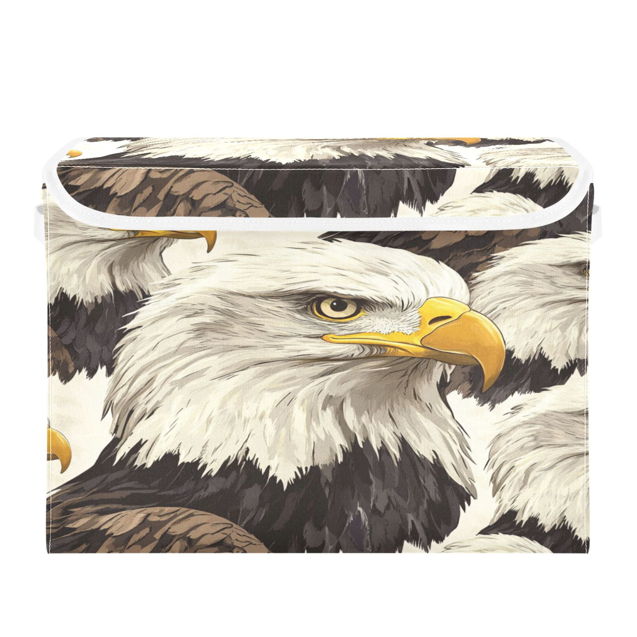 WOBOGO Bald Eagle Large Collapsible Storage Box Flip Lid Fabric ...