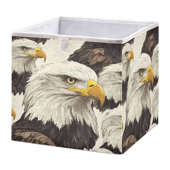 WOBOGO Bald Eagle Storage Basket Foldable Easy to Clean Durable with Hollow Support Plate with Handle 11.02×11.02×11.02 in