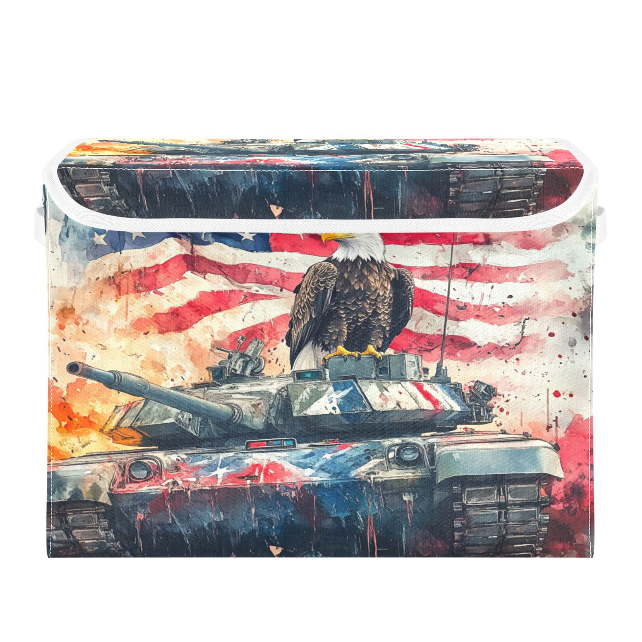 WOBOGO Bald Eagle Tank Large Collapsible Storage Box Flip Lid Fabric ...