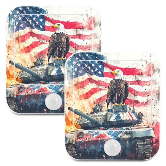 WOBOGO Bald Eagle Tank Night Light Lamp Set of 2 with Smart Sensor Dusk to Dawn Sensor 0.6W Plug-in