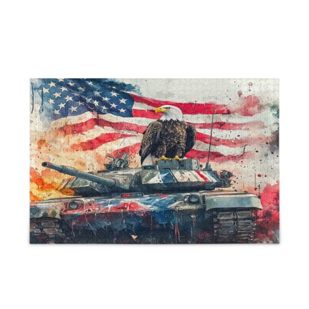 WOBOGO Bald Eagle Tank Puzzle Challenge 500 Piece Jigsaw Suitable for Game Night Finished Size 20.5 x 14.9in