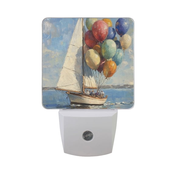 WOBOGO Balloon Sailing LED Night Light 2 Pcs Set 0.5 Watt Wall Plug in Dusk to Dawn Automatic Switch Soft White Light
