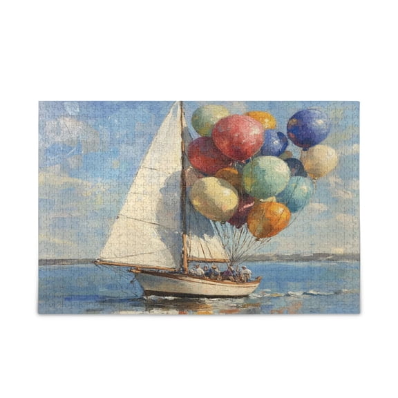 WOBOGO Balloon Sailing Puzzle Challenge 500 Piece Jigsaw Suitable for Game Night Finished Size 20.5 x 14.9in