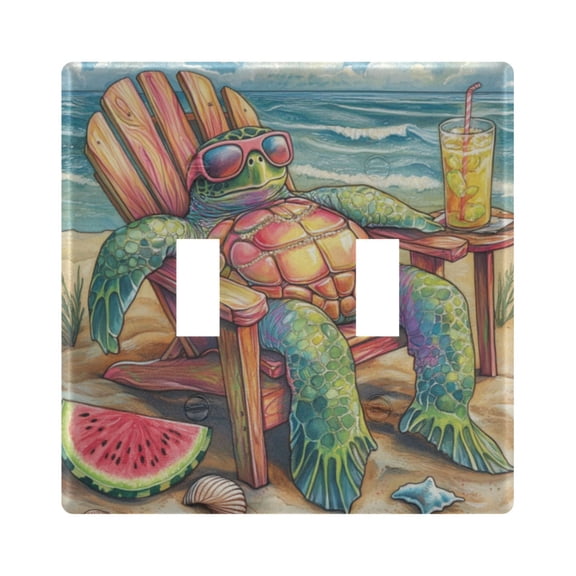 WOBOGO Beach Turtles 2-hole Switch Plates PC Flame Retardant Plastic Material Glossy Finish Smooth Touch 4.56x4.48x0.27in