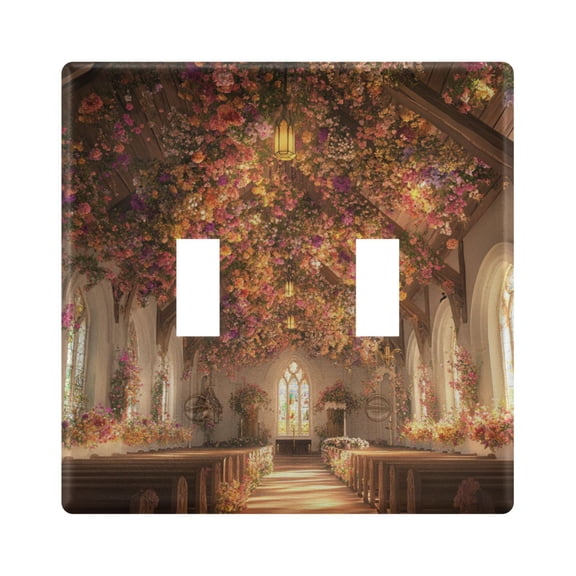 WOBOGO Beautiful Church 2-hole Switch Plates PC Flame Retardant Plastic Material Glossy Finish Smooth Touch 4.56x4.48x0.27in