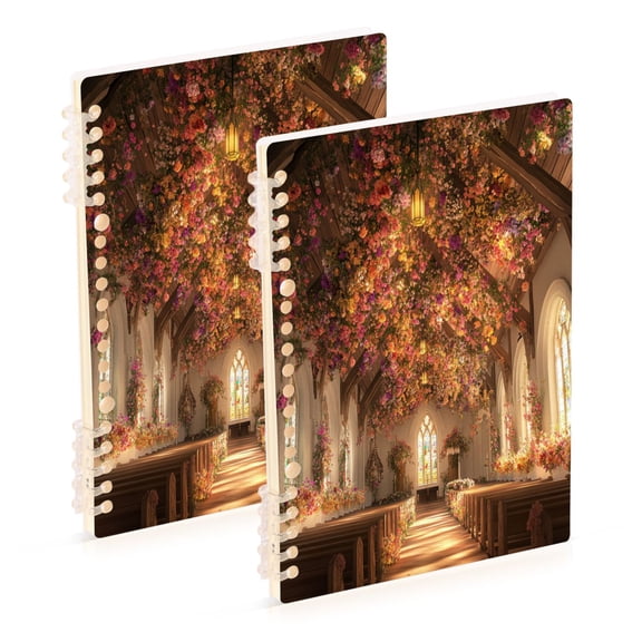 WOBOGO Beautiful Church Notebook College Horizontal Grid Paper Ink Spill Resistant Water Resistant Cover 8.3x5.7x0.4in