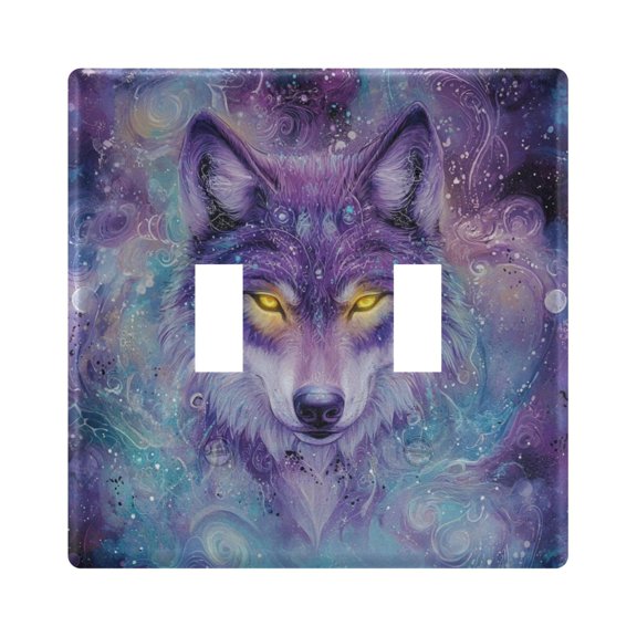 WOBOGO Beautiful Fantasy Wolf 2-hole Switch Plates PC Flame Retardant Plastic Material Glossy Finish Smooth Touch 4.56x4.48x0.27in
