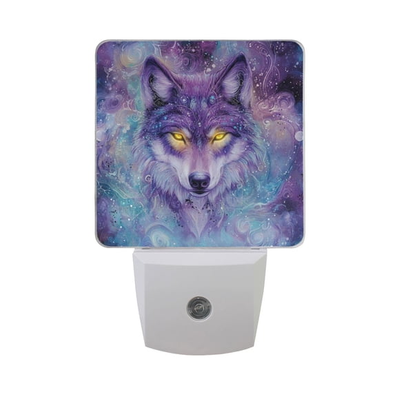WOBOGO Beautiful Fantasy Wolf LED Night Light 2 Pcs Set 0.5 Watt Wall Plug in Dusk to Dawn Automatic Switch Soft White Light