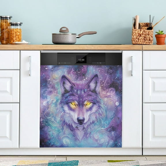 WOBOGO Beautiful Fantasy Wolf Magnetic Dishwasher Sticker Personalized DIY Beautiful and Practical Home Kitchen Decorations2316in.